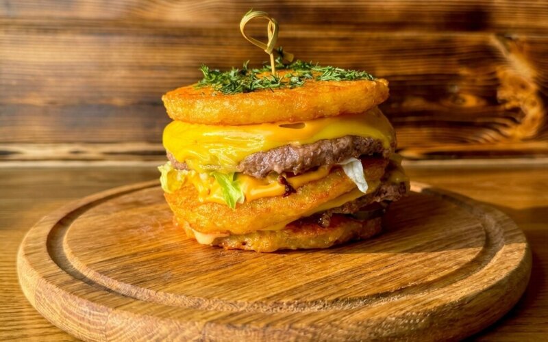 Дранбургер с двойной говядиной