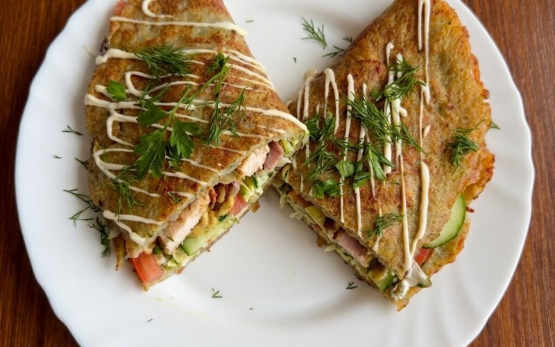 Дранич с мясом птицы и беконом