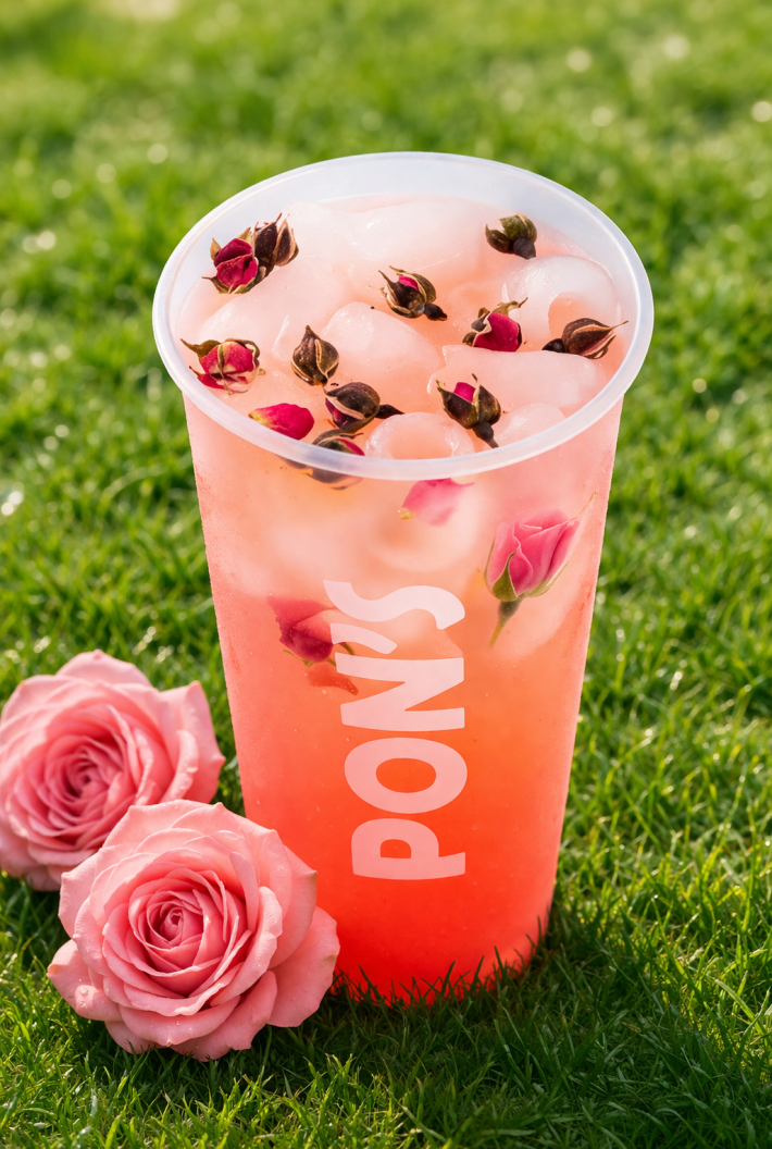 Bubble tea «Нежная роза» с бутонами роз