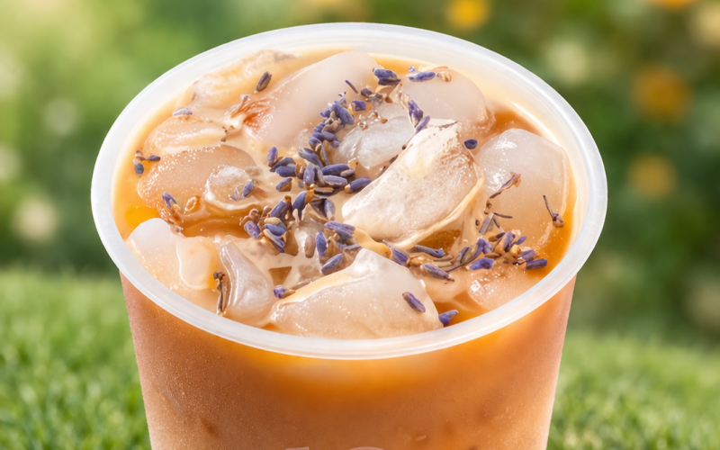 Айс-кофе «Лавандовый айс» с цветами лаванды