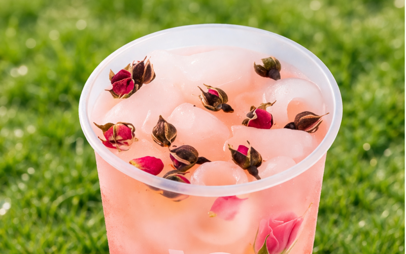 Bubble tea «Нежная роза» с бутонами роз