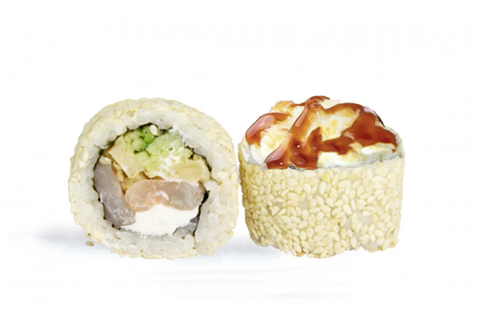 Горячий ролл «Аляска Тамаго» с креветками