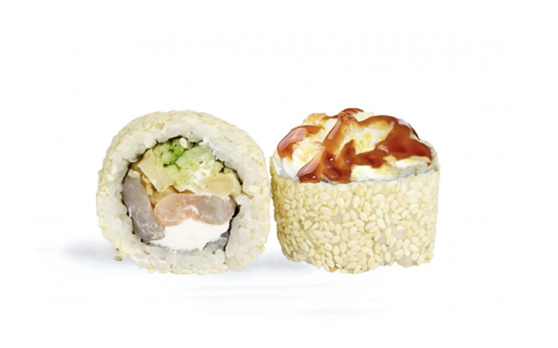 Горячий ролл «Аляска Тамаго» с креветками