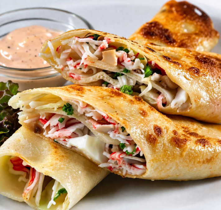 Блины с крабовым мясом и сыром