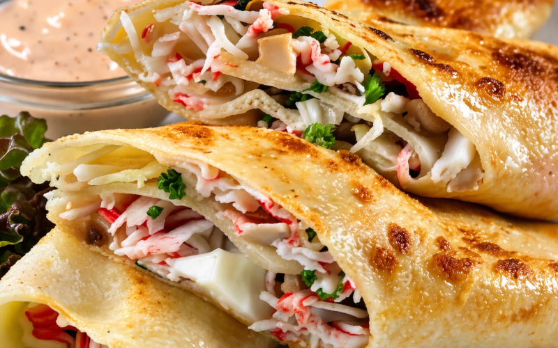 Блины с крабовым мясом и сыром