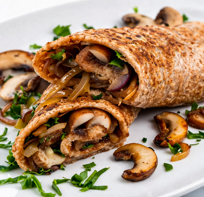 Блины с шампиньонами и сыром