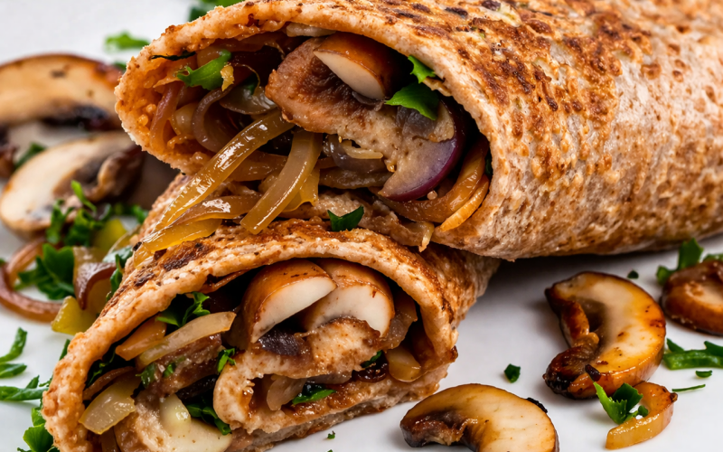 Блины с шампиньонами и сыром