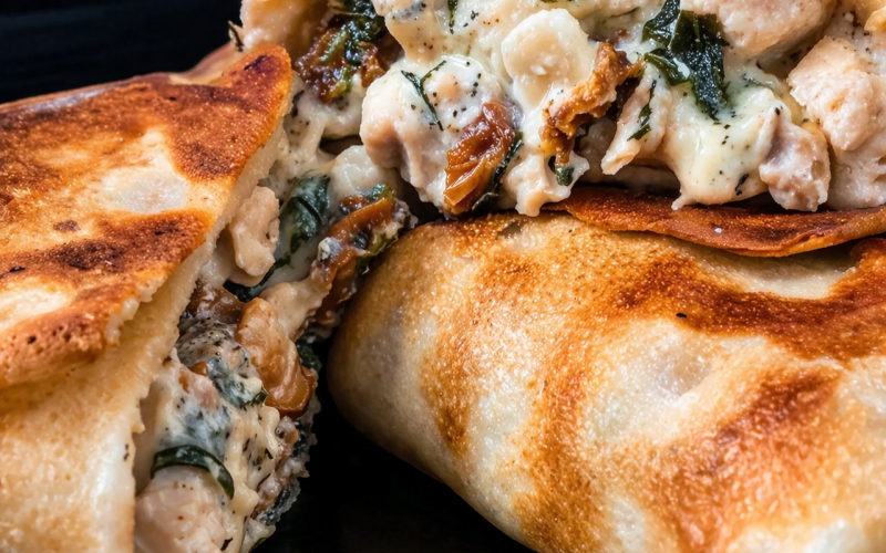 Блины с цыпленком и сыром