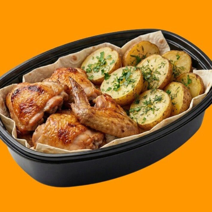 Курица с запеченной картошкой