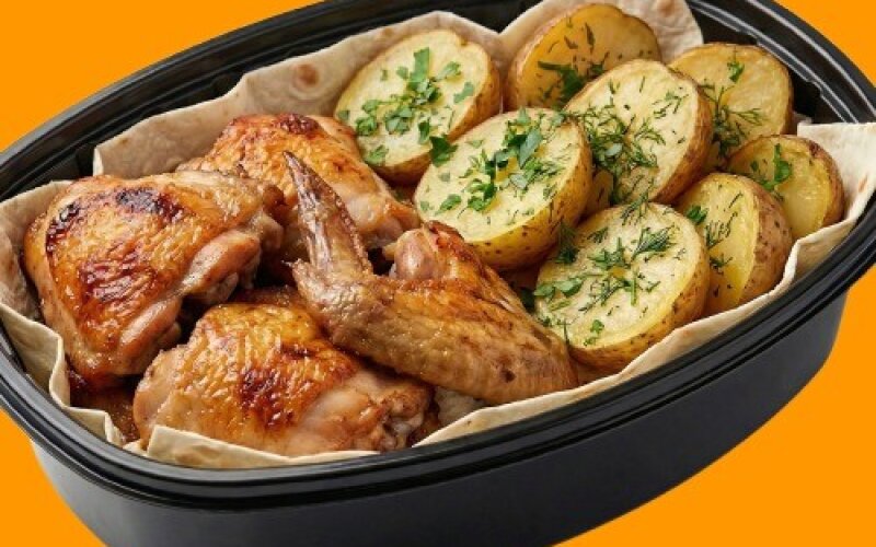 Курица с запеченной картошкой