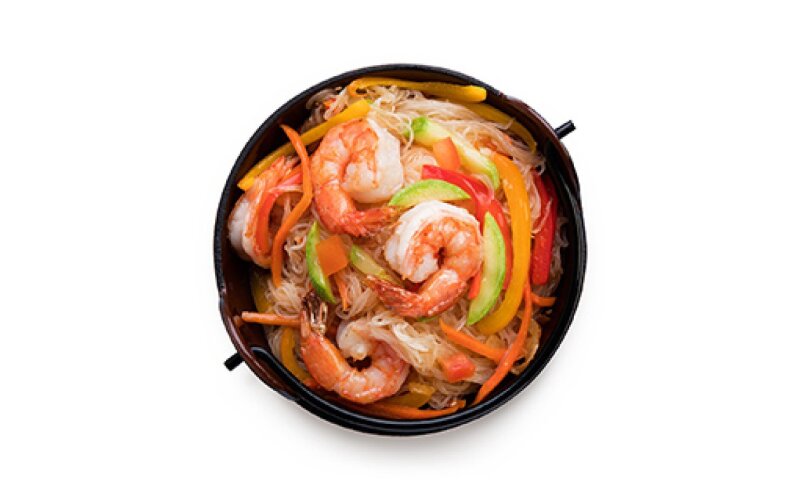 Вок с креветкой и кальмаром