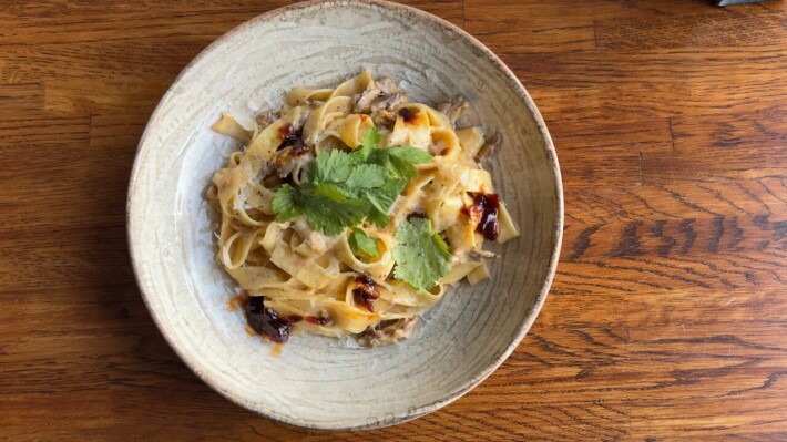 Паста «Фетучини» с рваной уткой