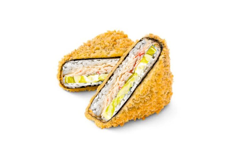 Онигири  жаренный с крабом 1 шт.