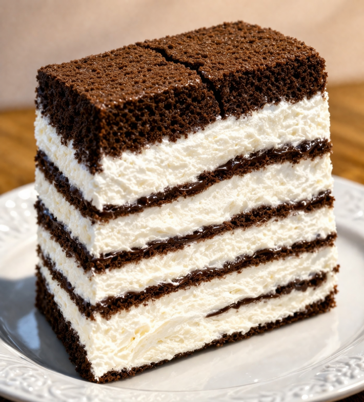 Торт «Медовик» шоколадный с вишней