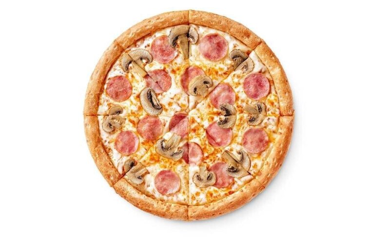 Пицца с ветчиной и грибами