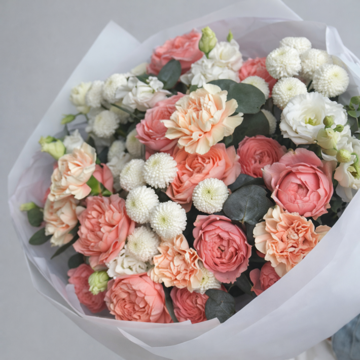Букет пышный «Персиковый»