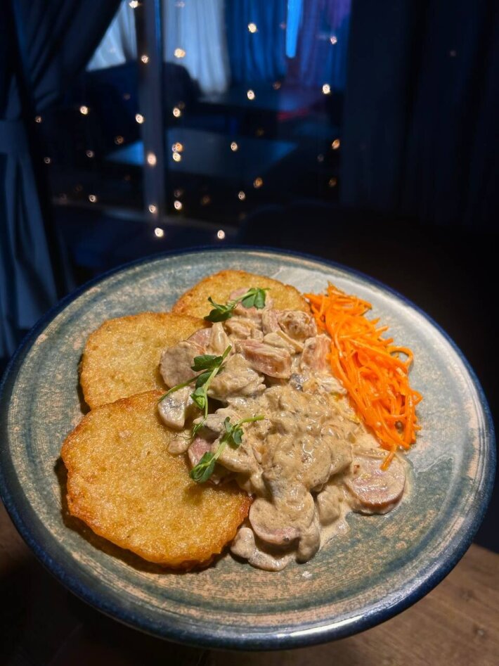 Драники с колбасками