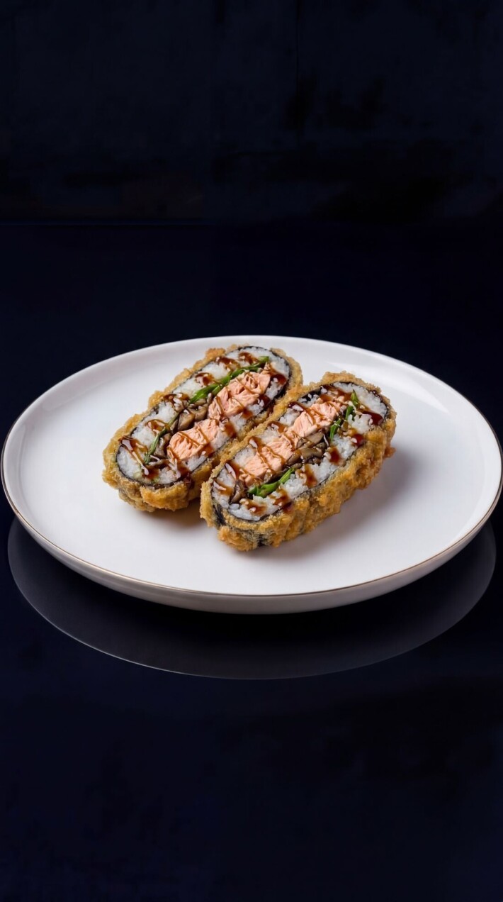 Суши-бургер печенный лосось