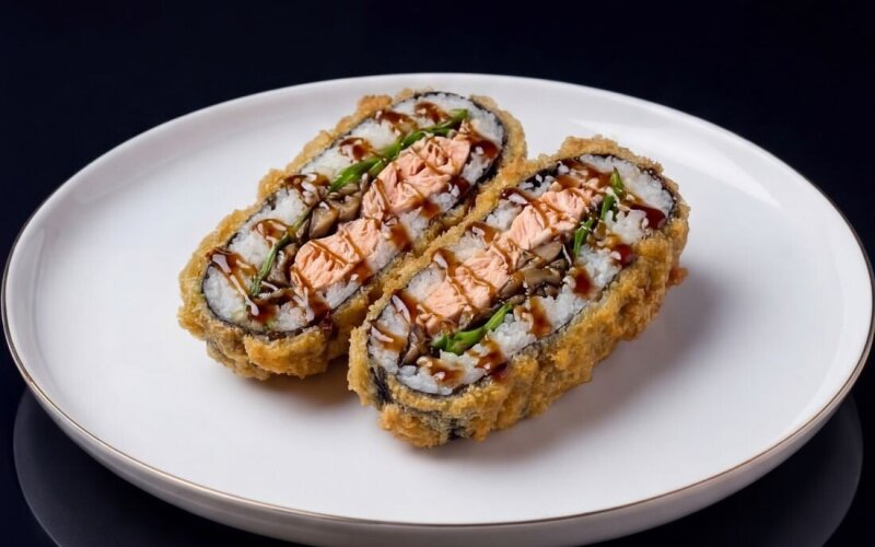 Суши-бургер печенный лосось