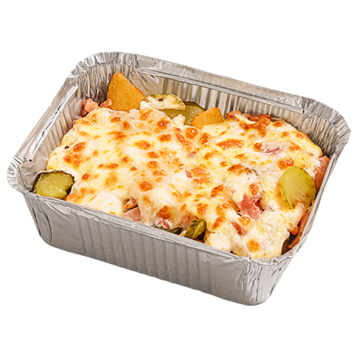 Гратен с беконом и огурчиком