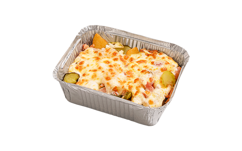 Гратен с беконом и огурчиком