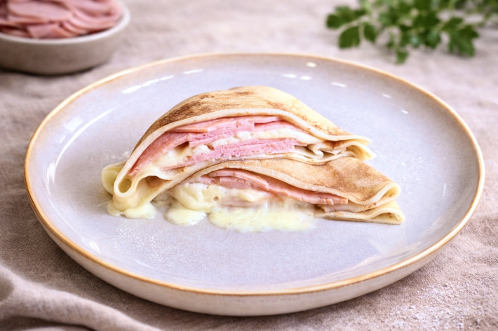 Блины с ветчиной и сыром