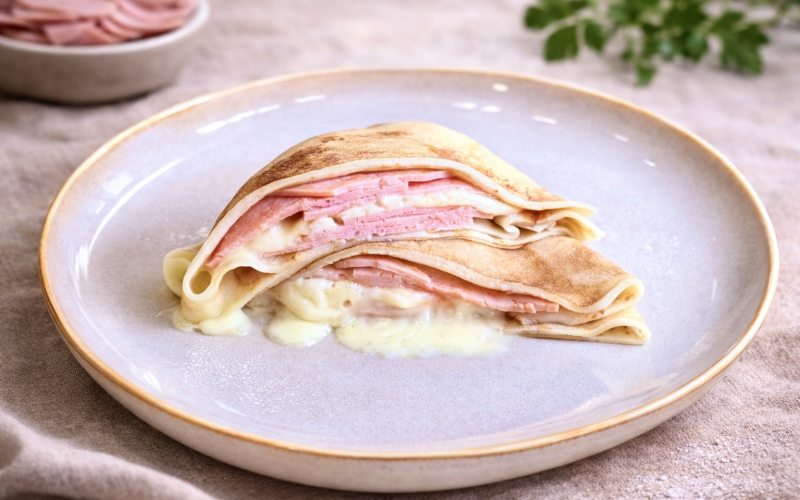 Блины с ветчиной и сыром