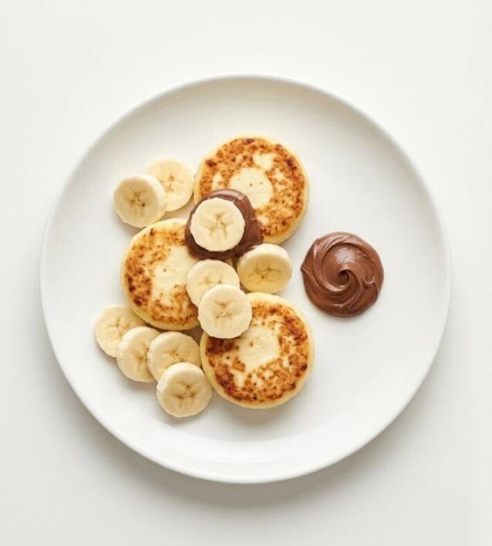 Сырники с бананом и ореховой пастой