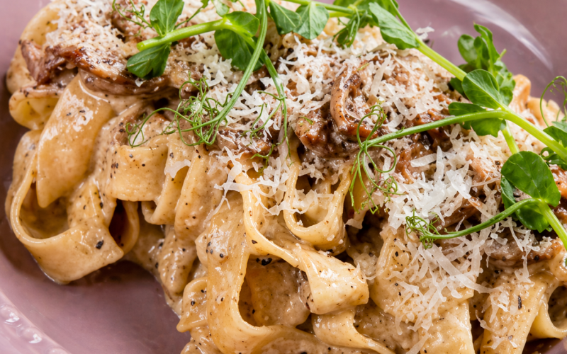 Паста «Myloverberry» с креветками и лимонным соусом