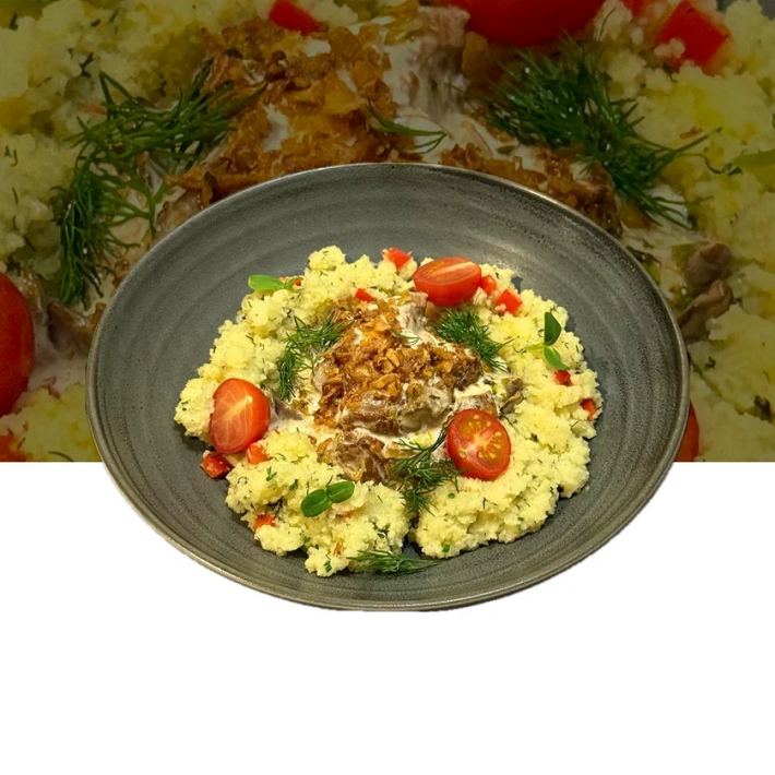 Баранина томленая с кускусом и овощами