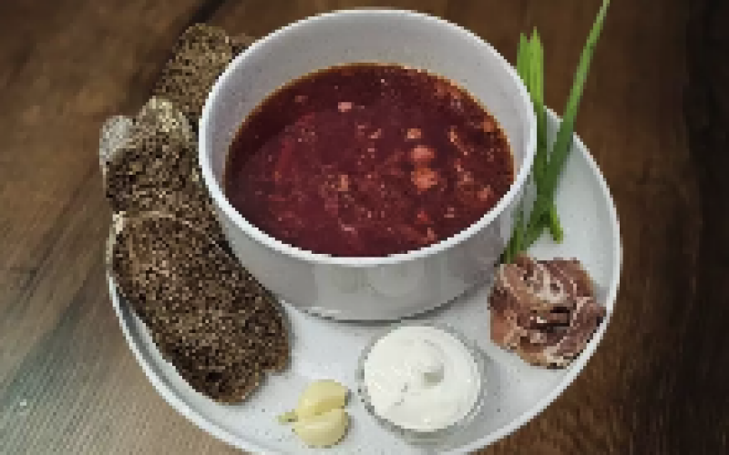 Сало с борщом