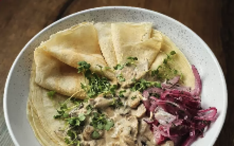 Блины с курицей и грибами