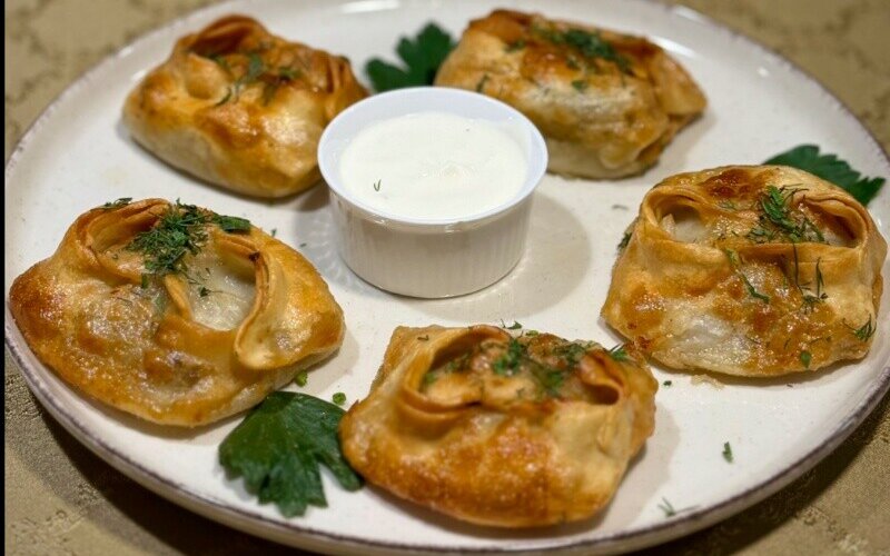 Манты жареные с  бараниной