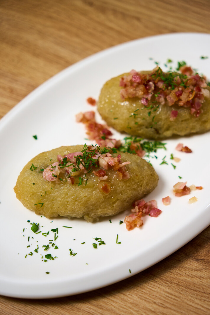 Цеппелины с грибами и беконом