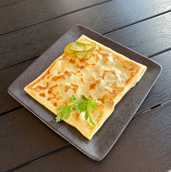 Блин со свининой и грибами