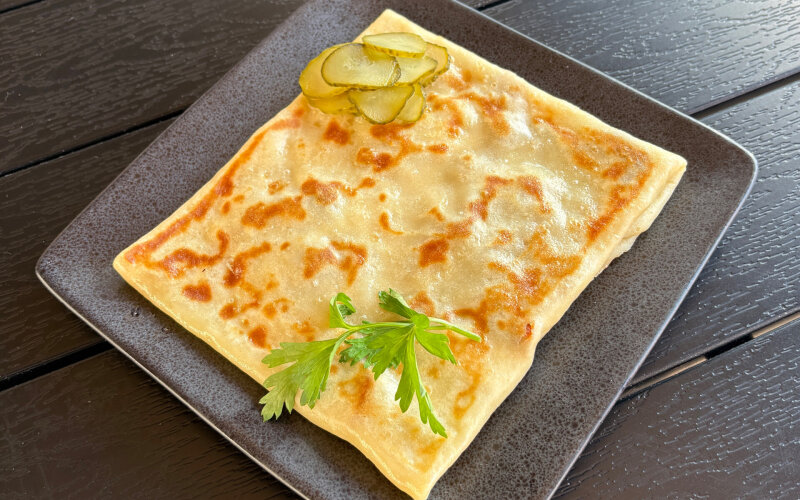 Блин со свининой и грибами