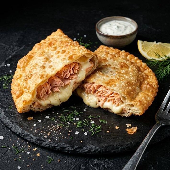 Чебурек с сёмгой и сливочным сыром
