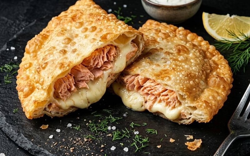 Чебурек с сёмгой и сливочным сыром