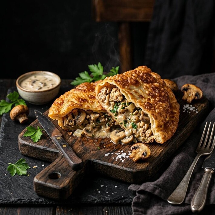 С курицей и грибами