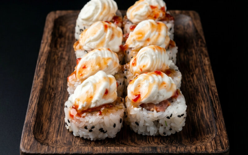 Ролл с тунцом и соусом Спайси