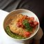Меланеза с картофельным кремом, и соусом из перца и томатов
