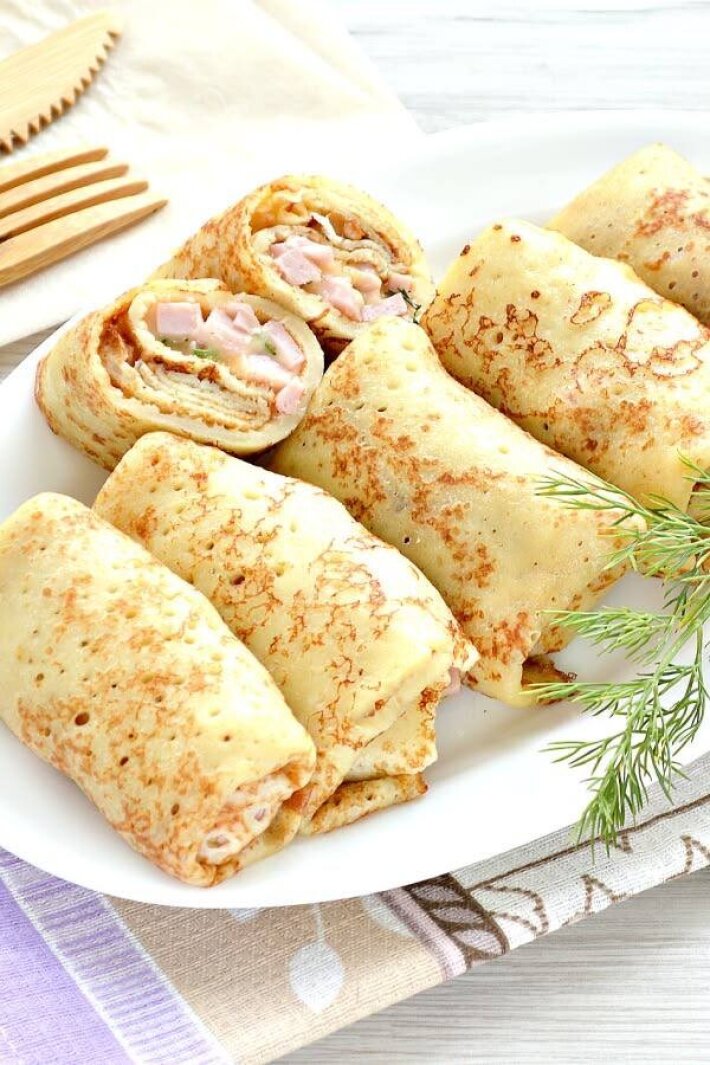 Блинчики с ветчиной и сыром