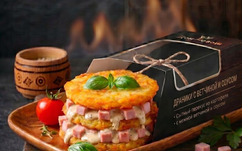Драники с ветчиной и соусом