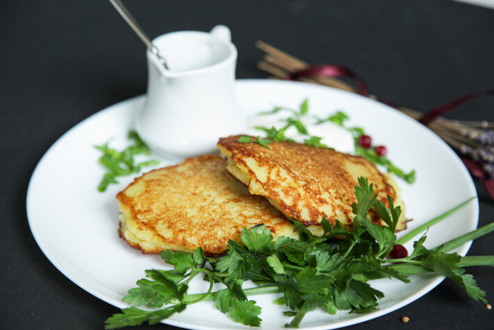 Оладьи картофельные с мясом
