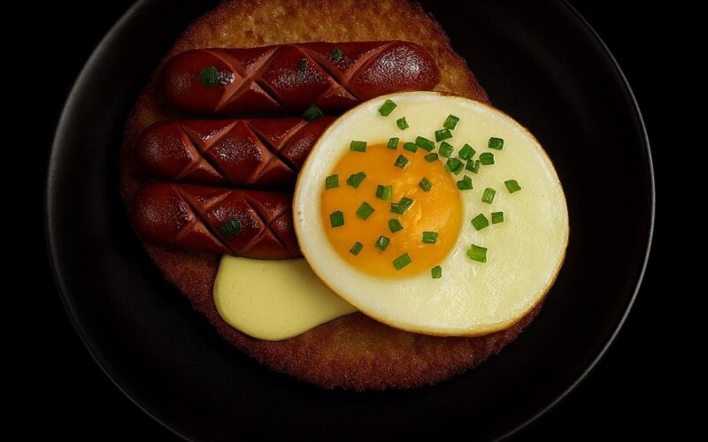 Драники со шпикачками