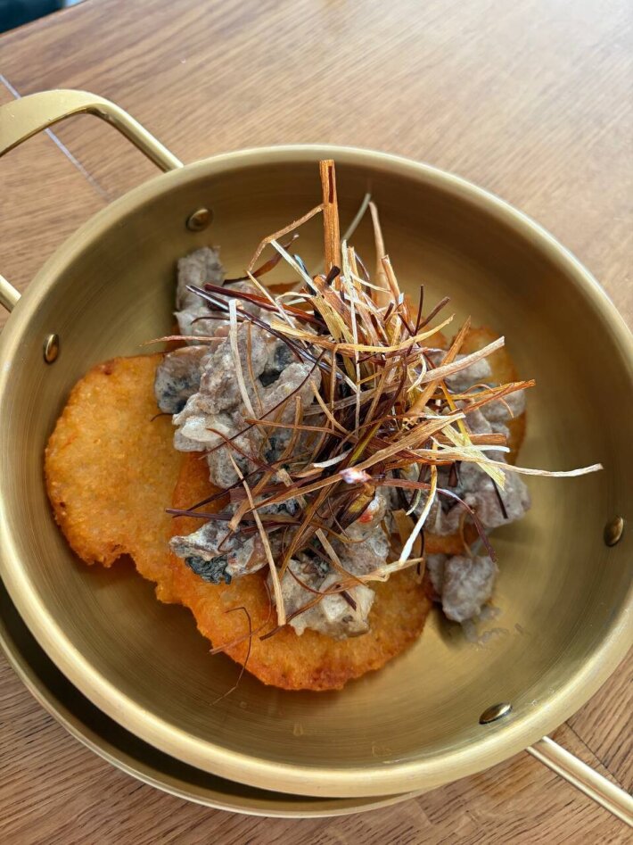 Драники со свининой и грибами