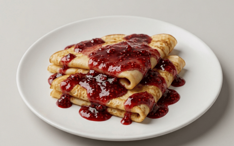 Блинчики с клубничным джемом